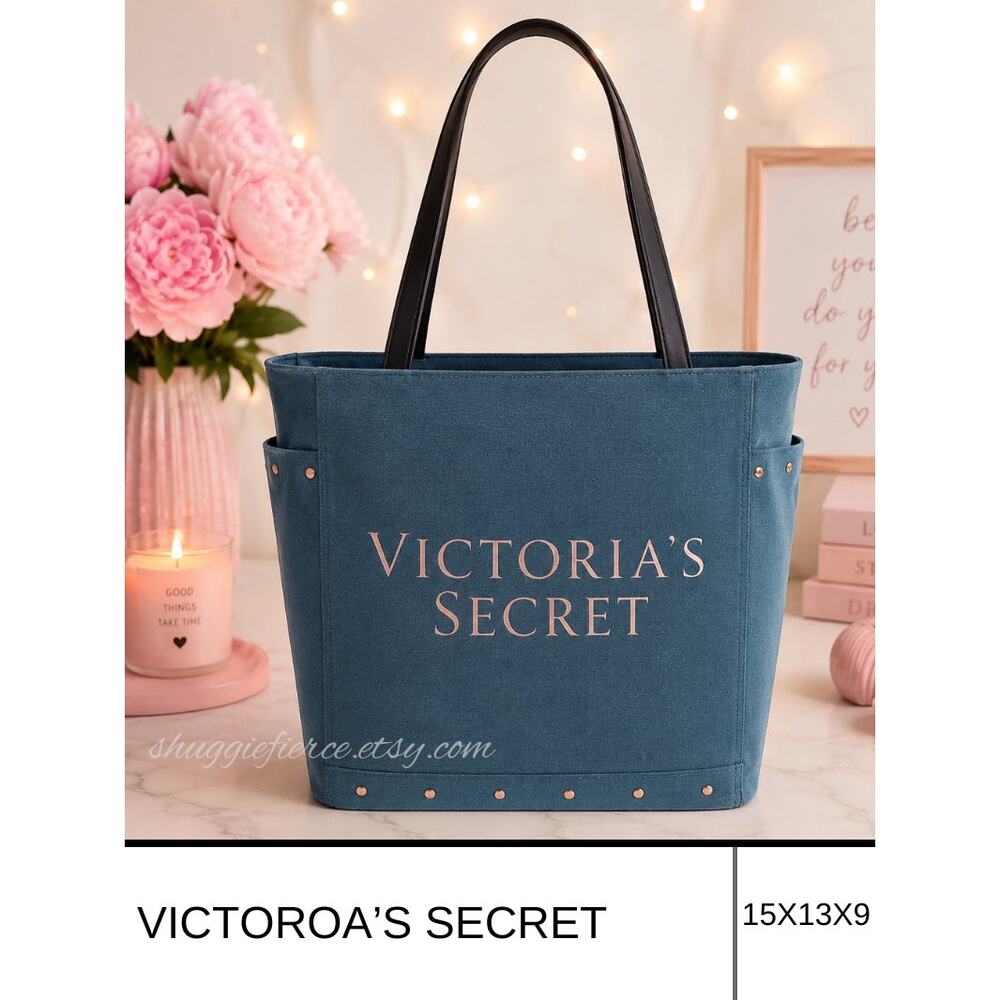 MSRP: $58 | ✨ Victoria’s Secret Denim Tote Bag 15X13  ✨SAME/NEXT DAY SHIP